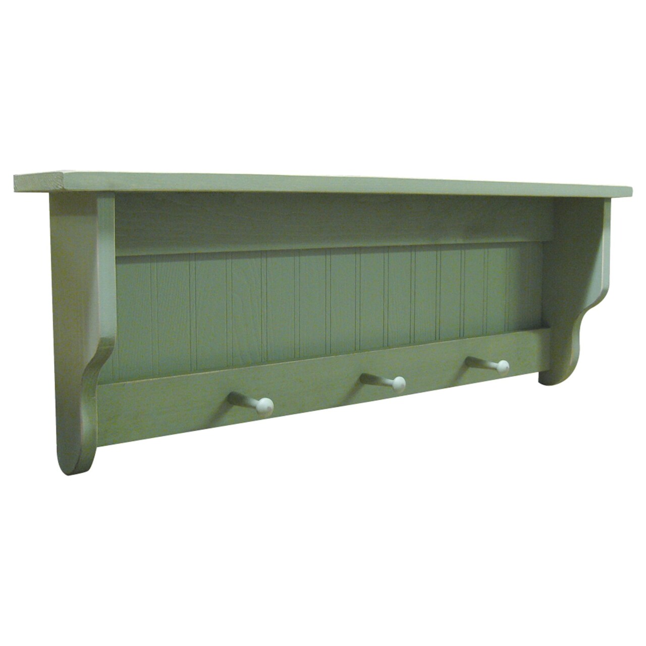 Contemporary Home Living 36" Distressed Sage Green Rectangular Storage Shelf with Pegs